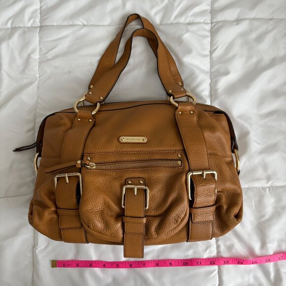MICHAEL Michael Kors Multi Pocket Brown Leather Shoulder Bag Tote Hobo Camel - Picture 7 of 14